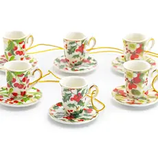 Grace Teaware Holly Berries & Poinsettia  Mini Teacups Ornament  ORT-HLD-CUP