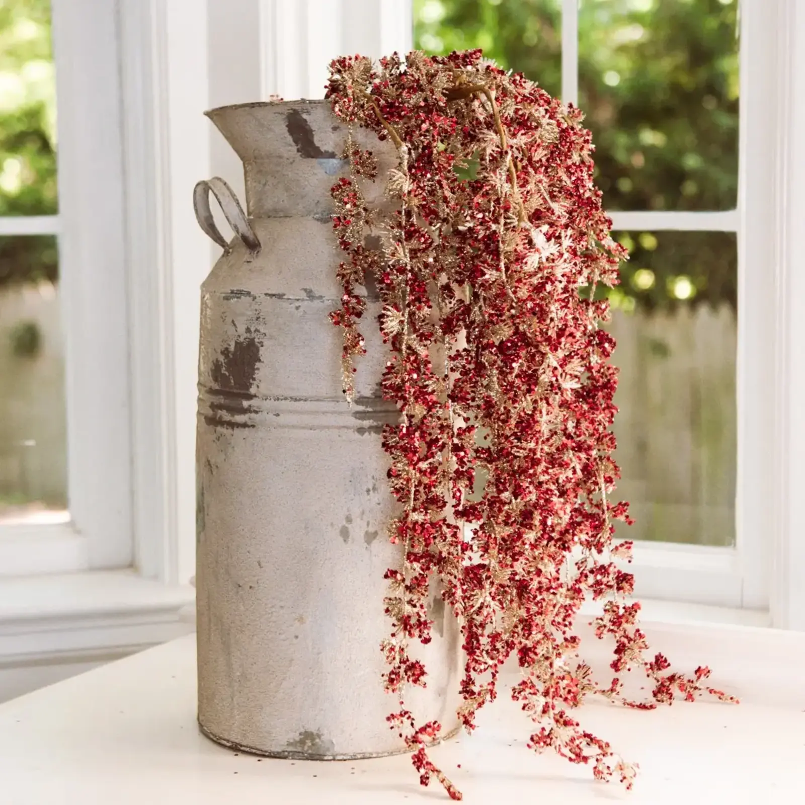 Ragon House 42" DRAPING RED GLITTER BUDS - G171352 loading=