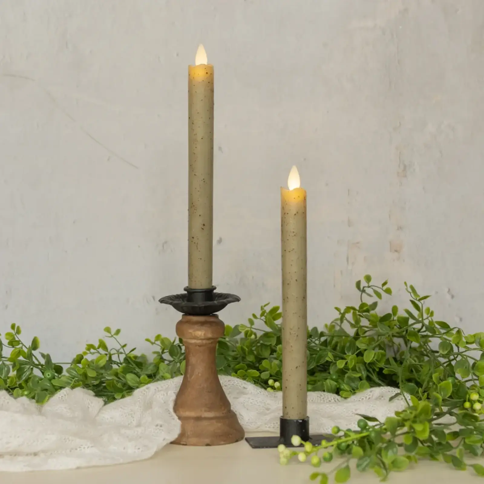 Ragon House SET/ 2 - 9.5" MOVING FLAME GREEN TAPER CANDLE - NY213011 loading=