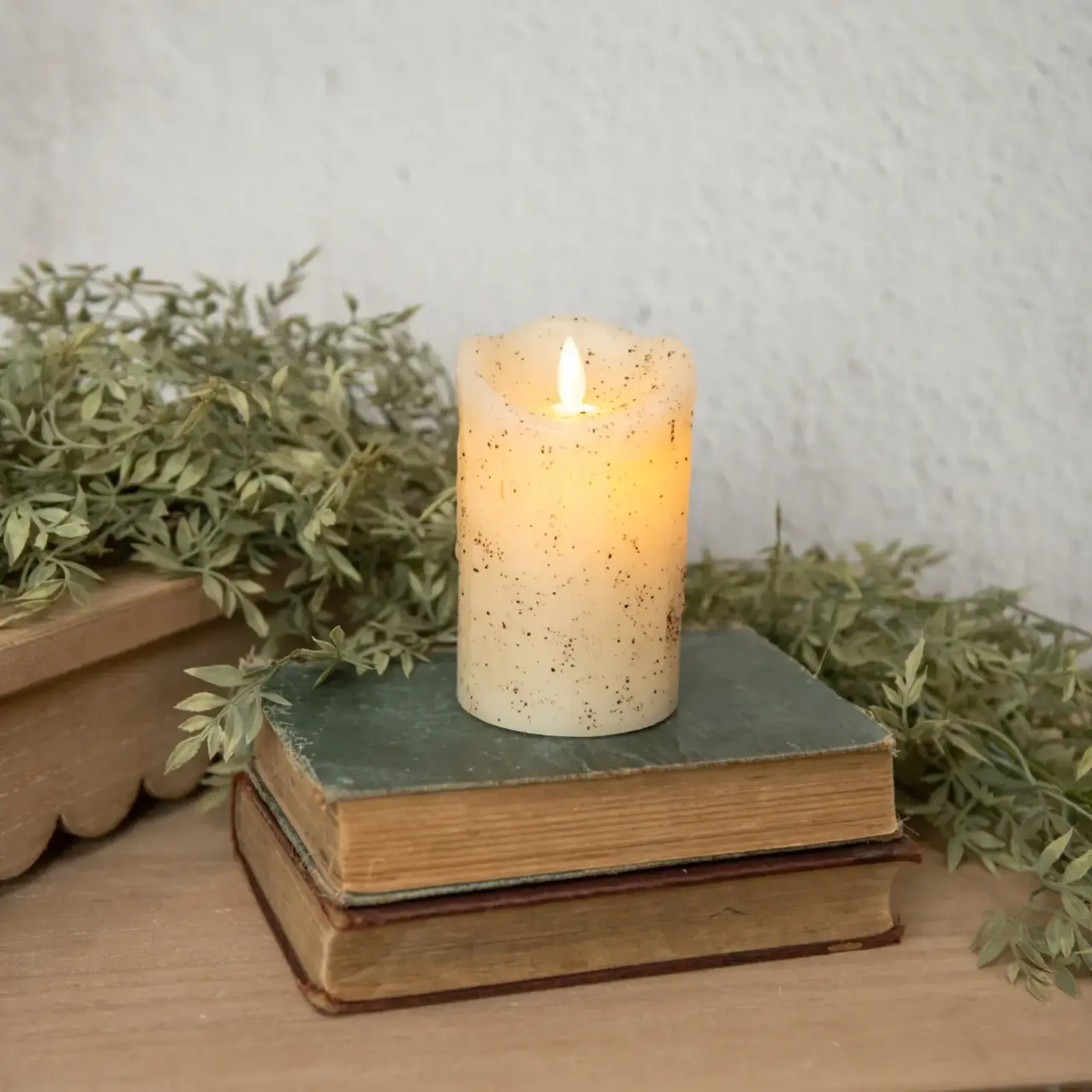 Ragon House 5" MOVING FLAME CREAM PILLAR CANDLE NY213030 loading=