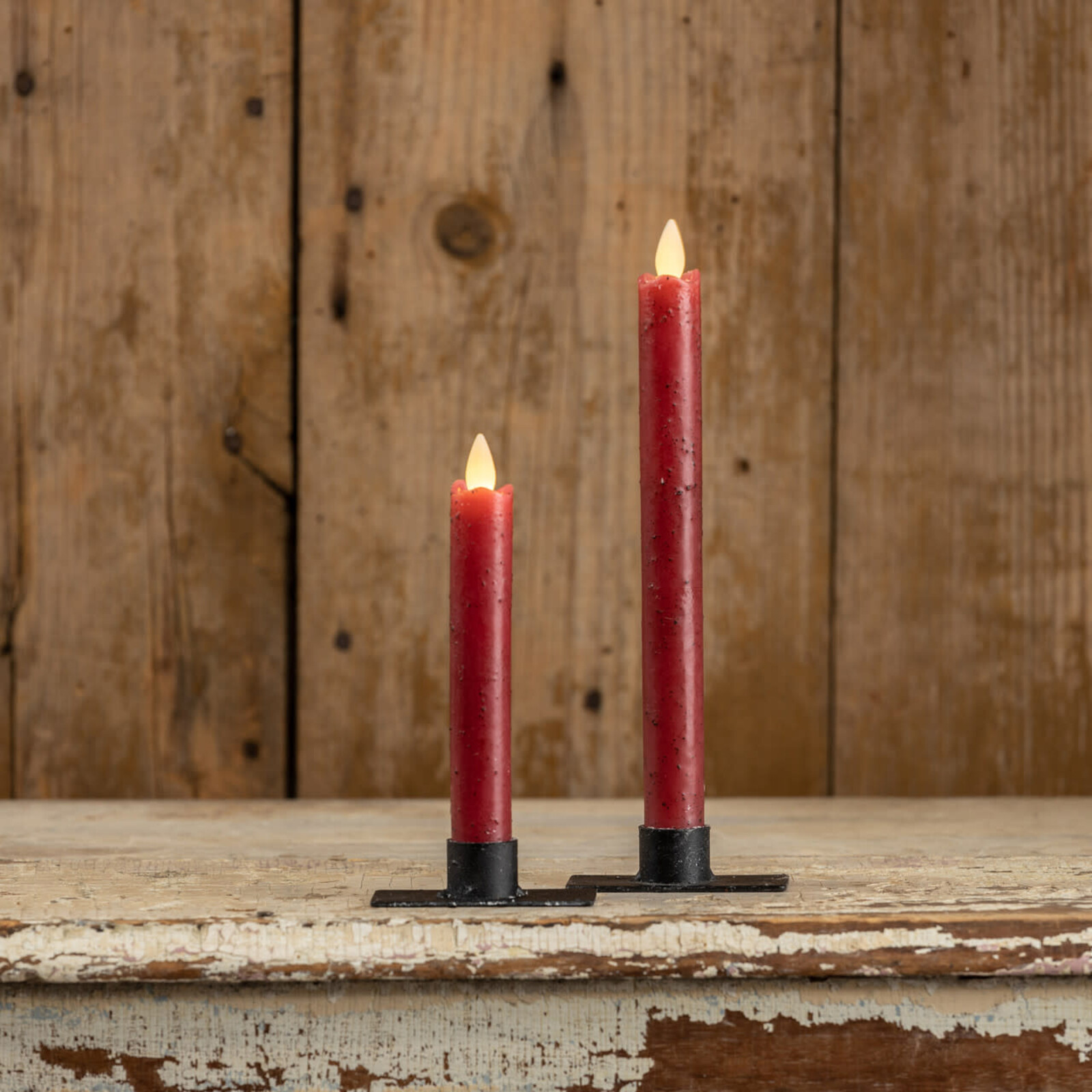 Ragon House SET/ 2 - 6.75" MOVING FLAME RED TAPER CANDLE- NY213010 loading=