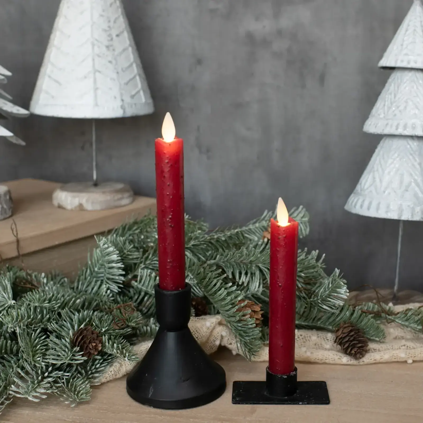 Ragon House SET/ 2 - 6.75" MOVING FLAME RED TAPER CANDLE- NY213010 loading=