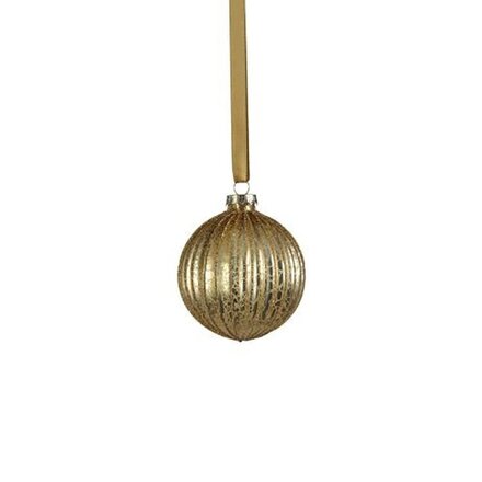 Zodax Matt Antique Gold Ribbed Ball Ornament 3.25 "  CH-7133