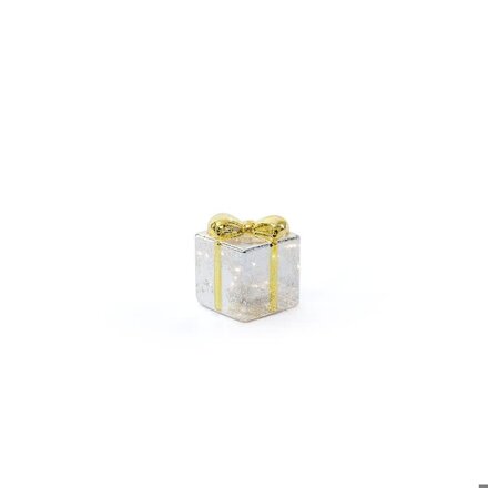 Zodax LED Glass Present - Silver w/ Gold Ribbon, 4.25"  CH-8567