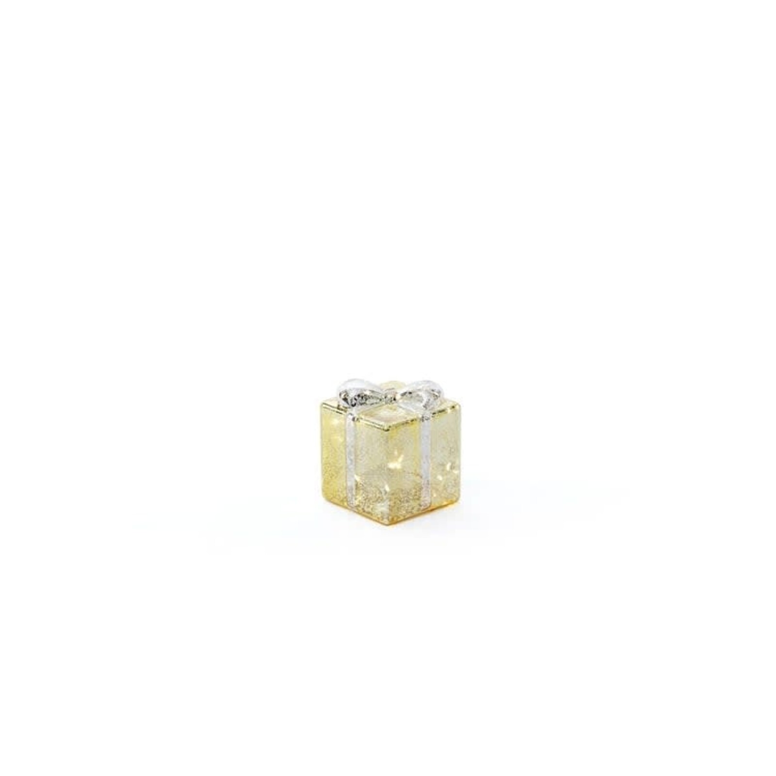 Zodax LED Glass Present - Gold w/ Silver Ribbon, 3.5" CH-8563 loading=