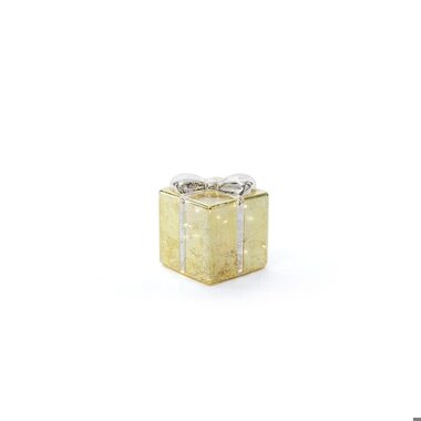 Zodax LED Glass Present - Gold w/ Silver Ribbon, 5"  CH-8565