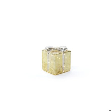 Zodax LED Glass Present - Gold w/ Silver Ribbon, 5"  CH-8565