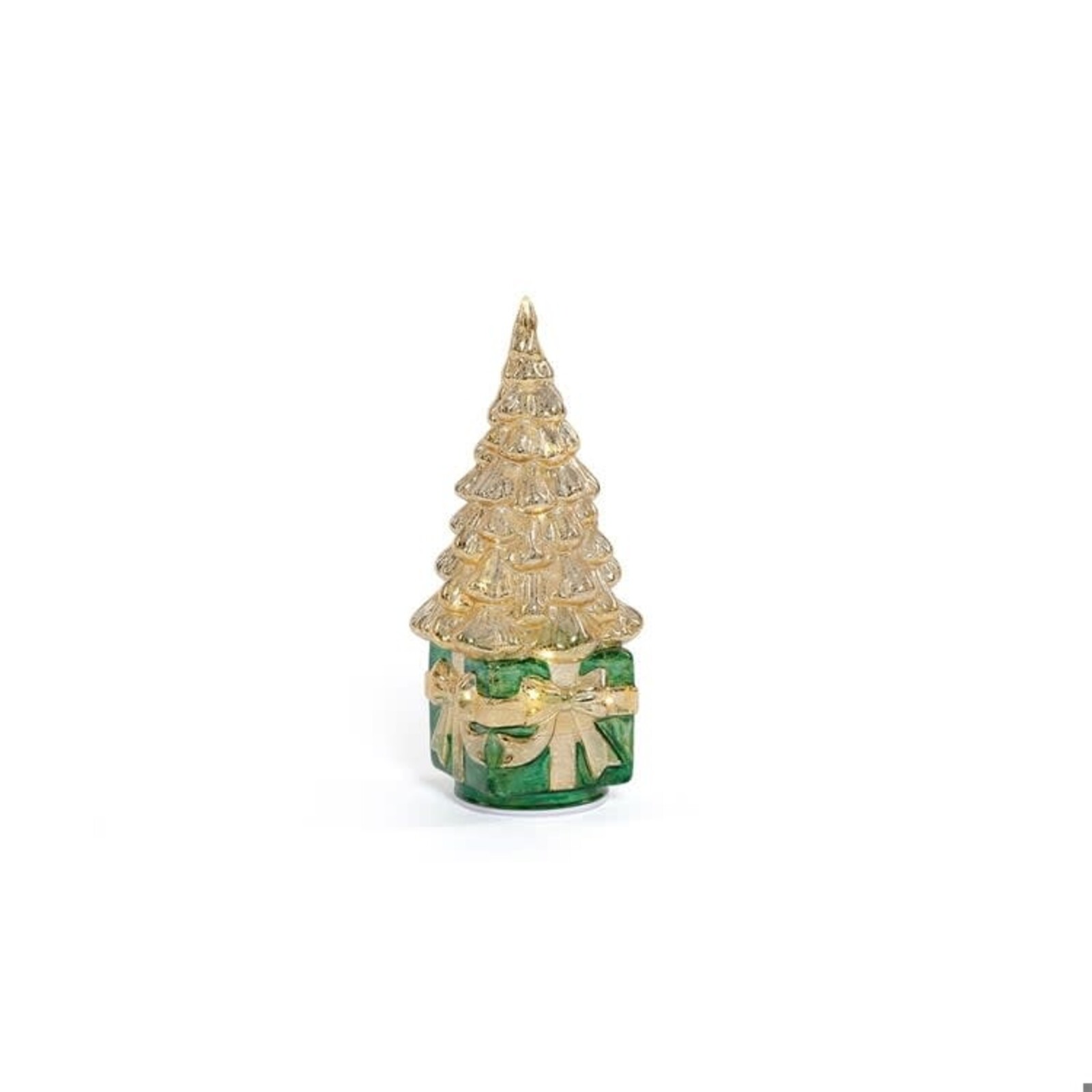 Zodax LED Rotating Tree on Present, Gold on Green w/ Gold  CH-8554 loading=