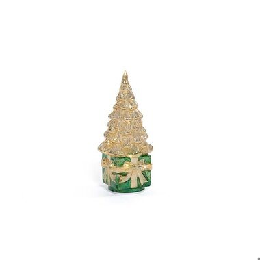 Zodax LED Rotating Tree on Present, Gold on Green w/ Gold  CH-8554