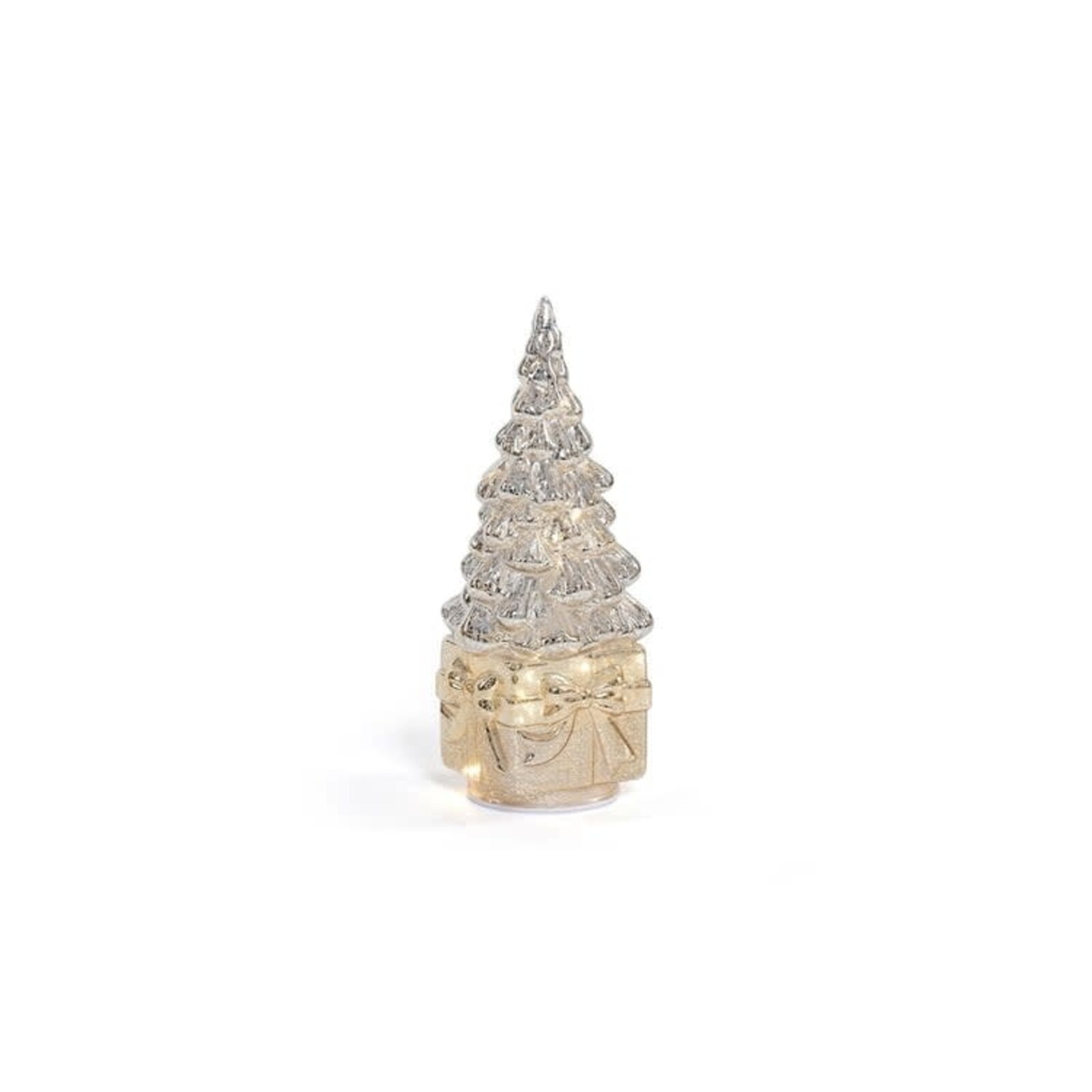 Zodax LED Rotating Tree on Present,Silver on Gold  CH-8557 loading=