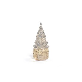Zodax LED Rotating Tree on Present,Silver on Gold  CH-8557