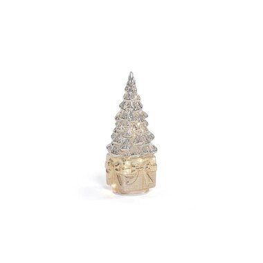 Zodax LED Rotating Tree on Present,Silver on Gold  CH-8557