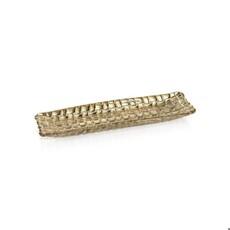 Zodax Braided Rectangular Glass Tray- Gold, 12.25" x 3.5  TK-202