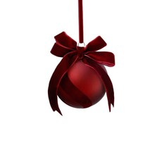 Zodax Burgundy Red Velvet Bow Glass Ornament, 3.25"  CH-8701