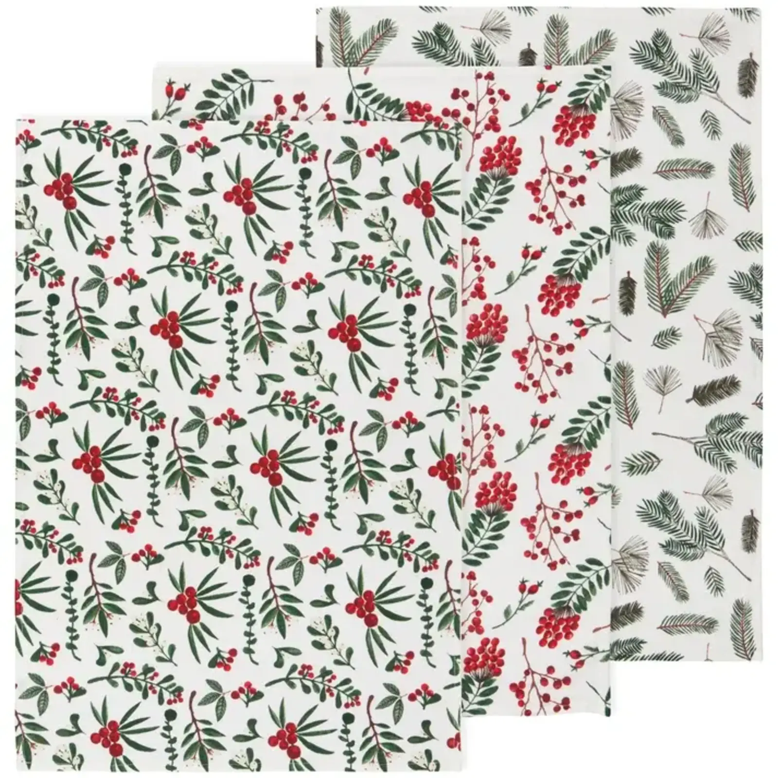 Danica Winterberry Baker's Floursack Xmas Dishtowels (Set of 3) -NKT2346D loading=