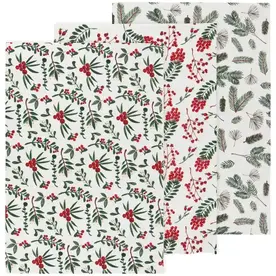 Danica Winterberry Baker's Floursack Xmas Dishtowels (Set of 3) -NKT2346D