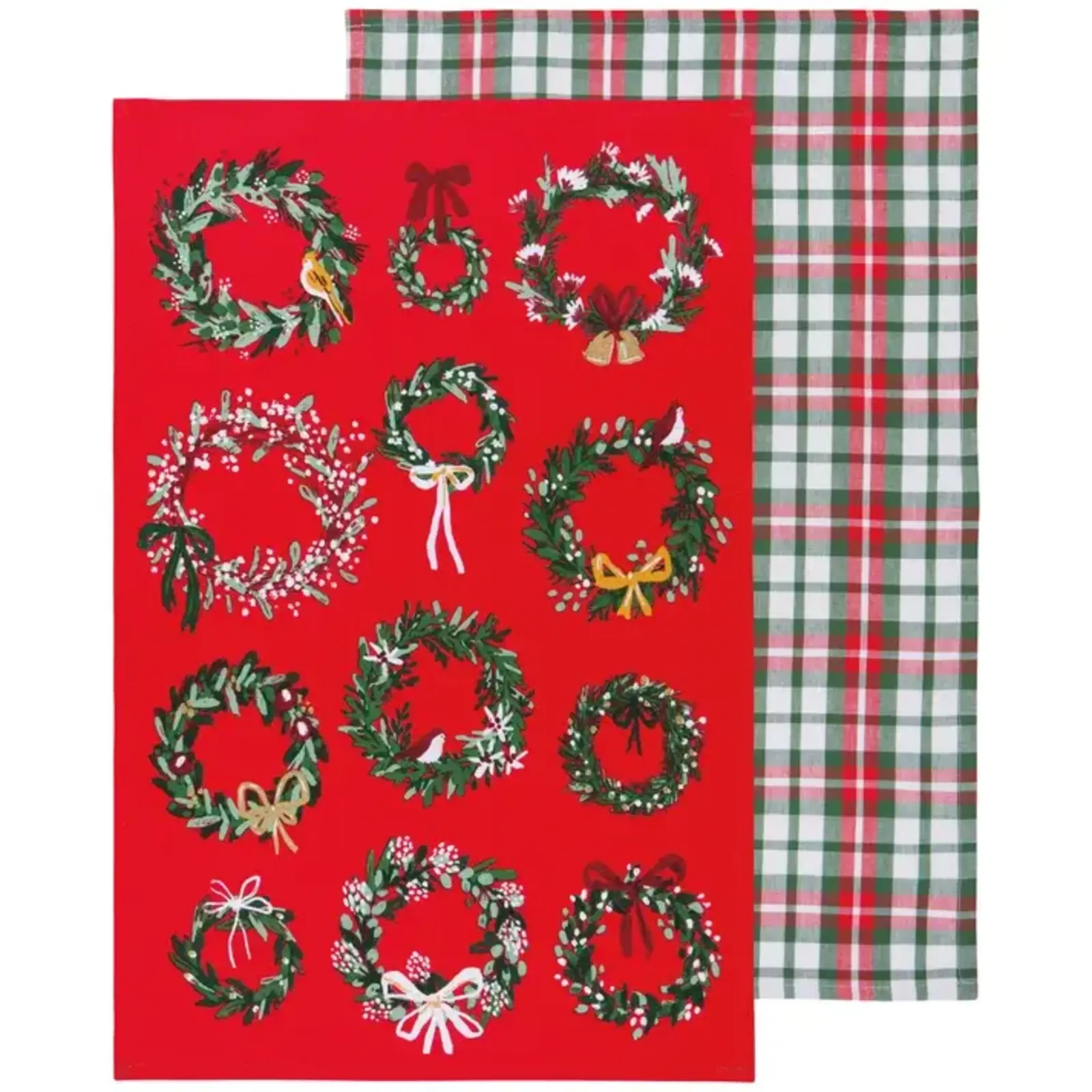 Danica Wreaths Xmas Dishtowels Set of 2 - NKT2444D loading=