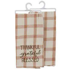 Primitives by Kathy Thankful Grateful Blessed Plaid Kitchen Towel -  112962