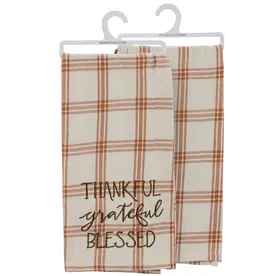 Primitives by Kathy Thankful Grateful Blessed Plaid Kitchen Towel -  112962