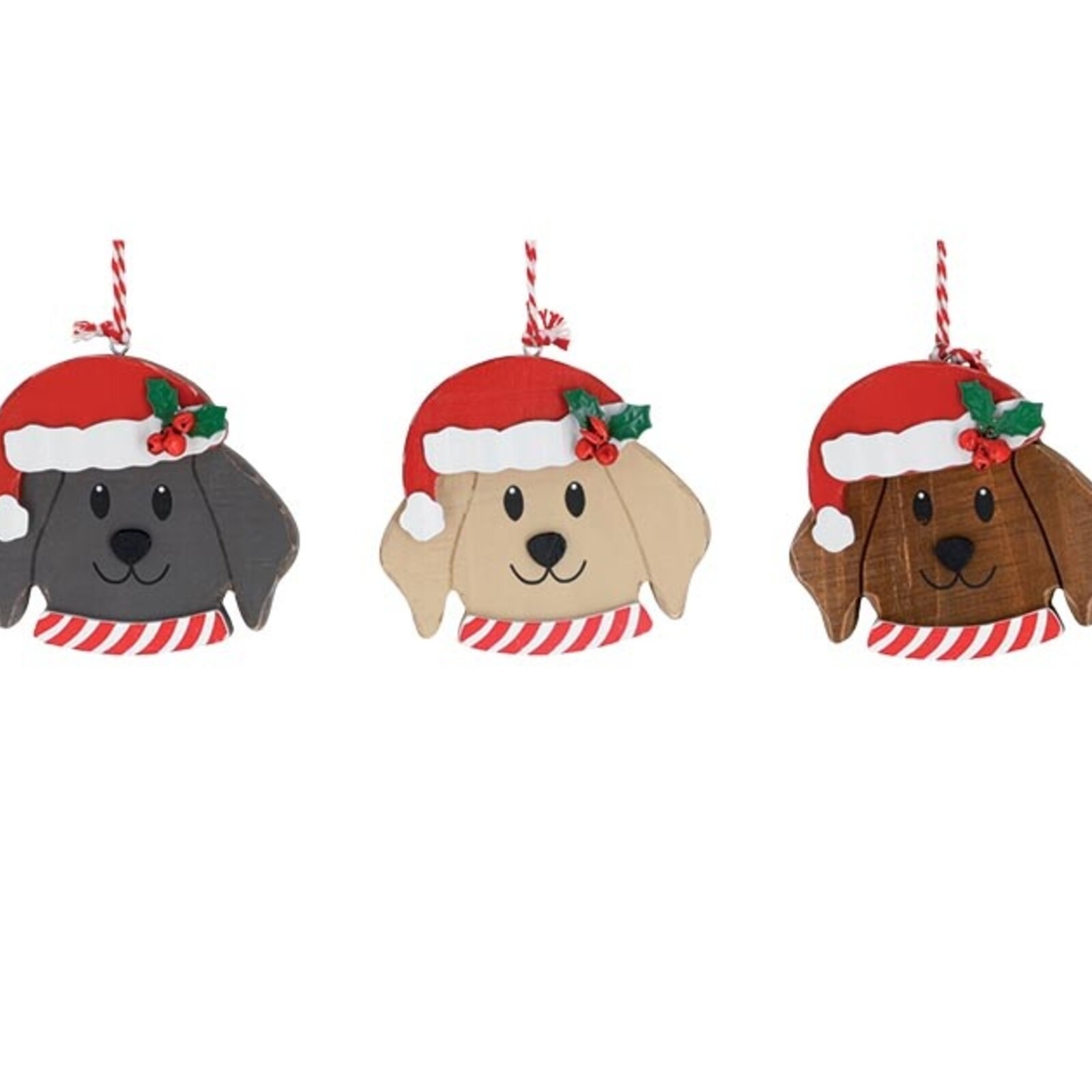 Burton + Burton WOODEN DOG ORN. W/ SANTA HAT - 3110186 loading=