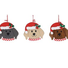 Burton + Burton WOODEN DOG ORN. W/ SANTA HAT - 3110186