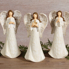 Burton + Burton WOOD CARVED RESIN WHITE ANGEL TRIO - 9731388