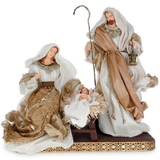 Burton + Burton 14" HOLY FAMILY ON WOOD BASE - 9750648