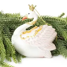 8 Oak Lane Blush Pink Swan Glass Christmas Orn. - EH155SWAN
