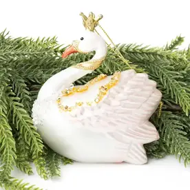 8 Oak Lane Blush Pink Swan Glass Christmas Orn. - EH155SWAN