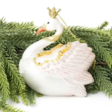8 Oak Lane Blush Pink Swan Glass Christmas Orn. - EH155SWAN