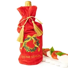 8 Oak Lane Wreath Embroidered Velv Wine/Gift Bag - EH239WRT