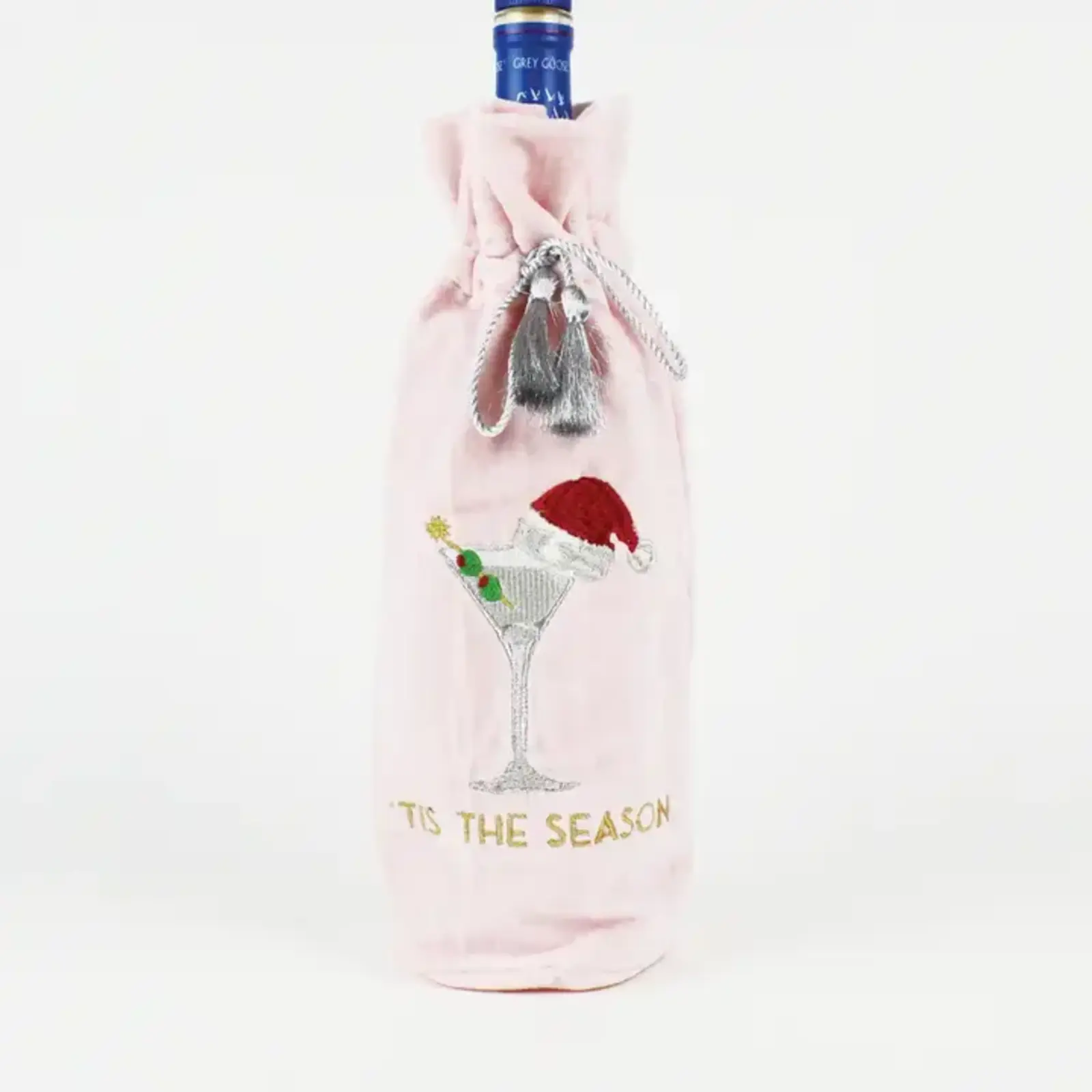 8 Oak Lane Martini Emb.d Pink Velv Wine/Gift Bag - EH239MAR loading=