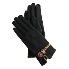 HOWARDS Faux Suede Animal Print Trim Gloves (Jet) 55720A - 55721