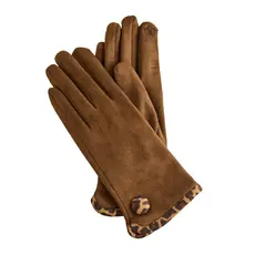 HOWARDS Faux Suede Animal Print Trim Gloves (Camel) 55720A - 55722