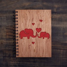 Notebook- Elephant Love-Wood Cover-Large (Sri Lanka)