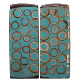 Salt & Pepper Shakers-Bamboo Inlay-Teal (Indonesia)