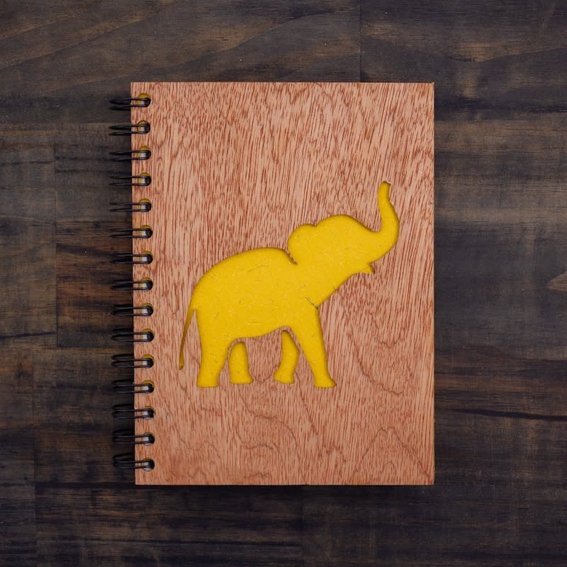 Notebook- Elephant Song-Wood Cover-Large (Sri Lanka)