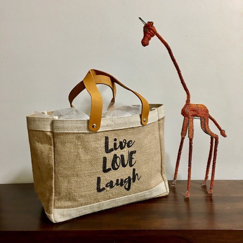 Bag- Mini Market-100% Jute-Live Love Laugh-Natural (Bangladesh)