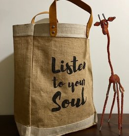 Bag- Market-100% Jute-Listen To Your Soul-Black (Bangladesh)