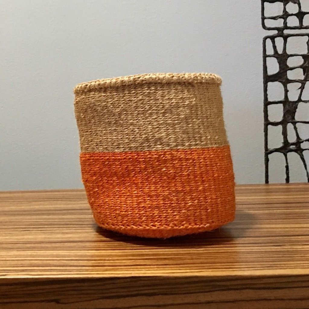 WS- Sisal Basket- Orange-6” x 6” (Kenya)