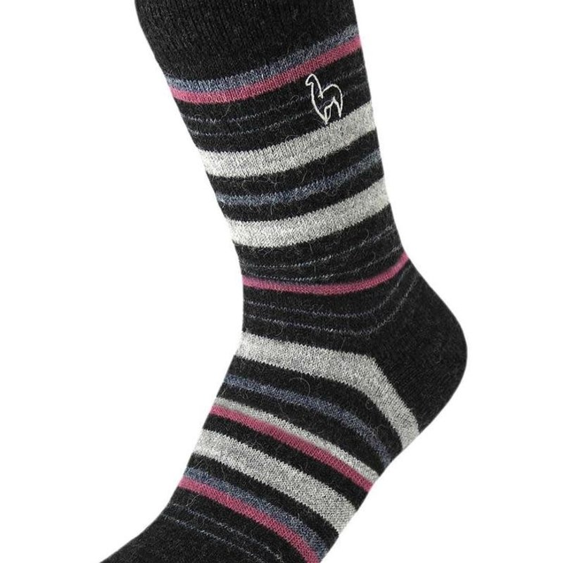 Socks- Alpaca-Mauve-Stripe-Medium (Peru)