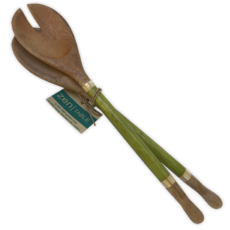 Salad Servers- Capiz Shell & Durian Wood-Citrus Green (Indonesia)