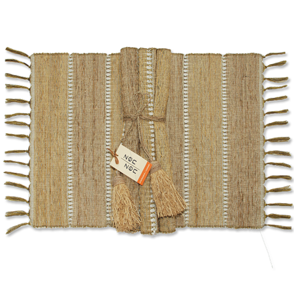 Placemats VetiverStripesBeigeSet /6 (Indonesia) Mondo Trading Company