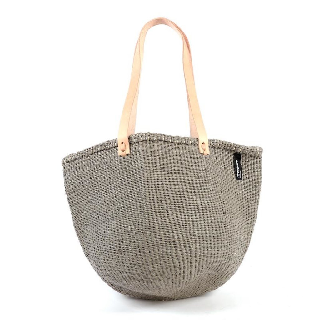 Shoulder Bag- Medium-Warm Grey-Sisal/Plastic-Kiondo (Kenya)