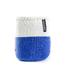 Basket- Extra Small-White & Blue 50/50-Sisal/Plastic-Kiondo (Kenya)