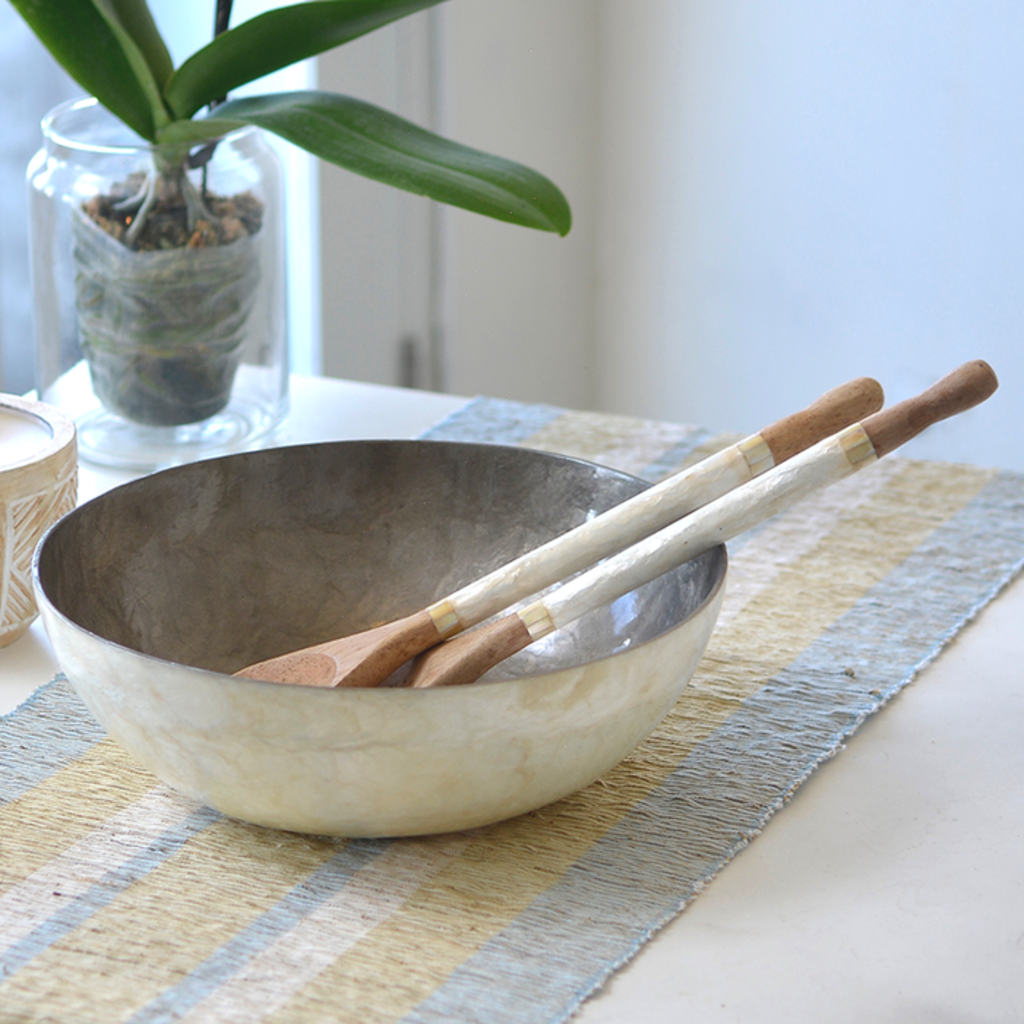 Salad Bowl- Capiz Shell-Silver Lining (Indonesia)