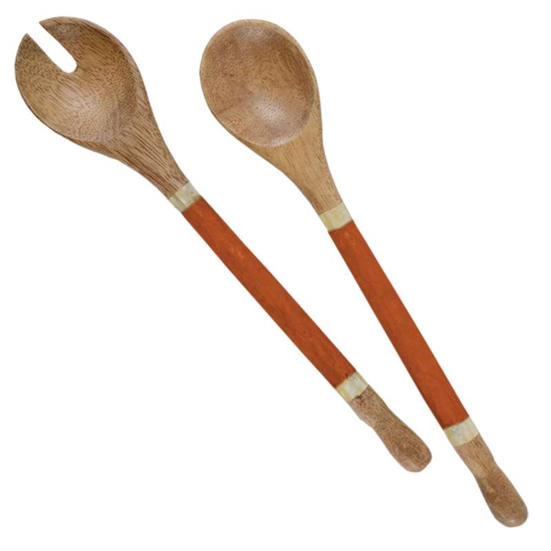 Salad Servers- Capiz Shell & Durian Wood-Spice (Indonesia)