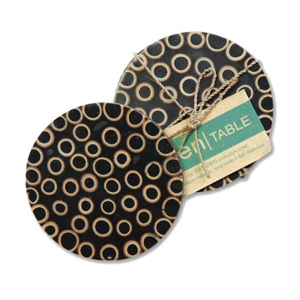 Coasters- Bamboo Inlay-Black-Set/ 4 (Indonesia)