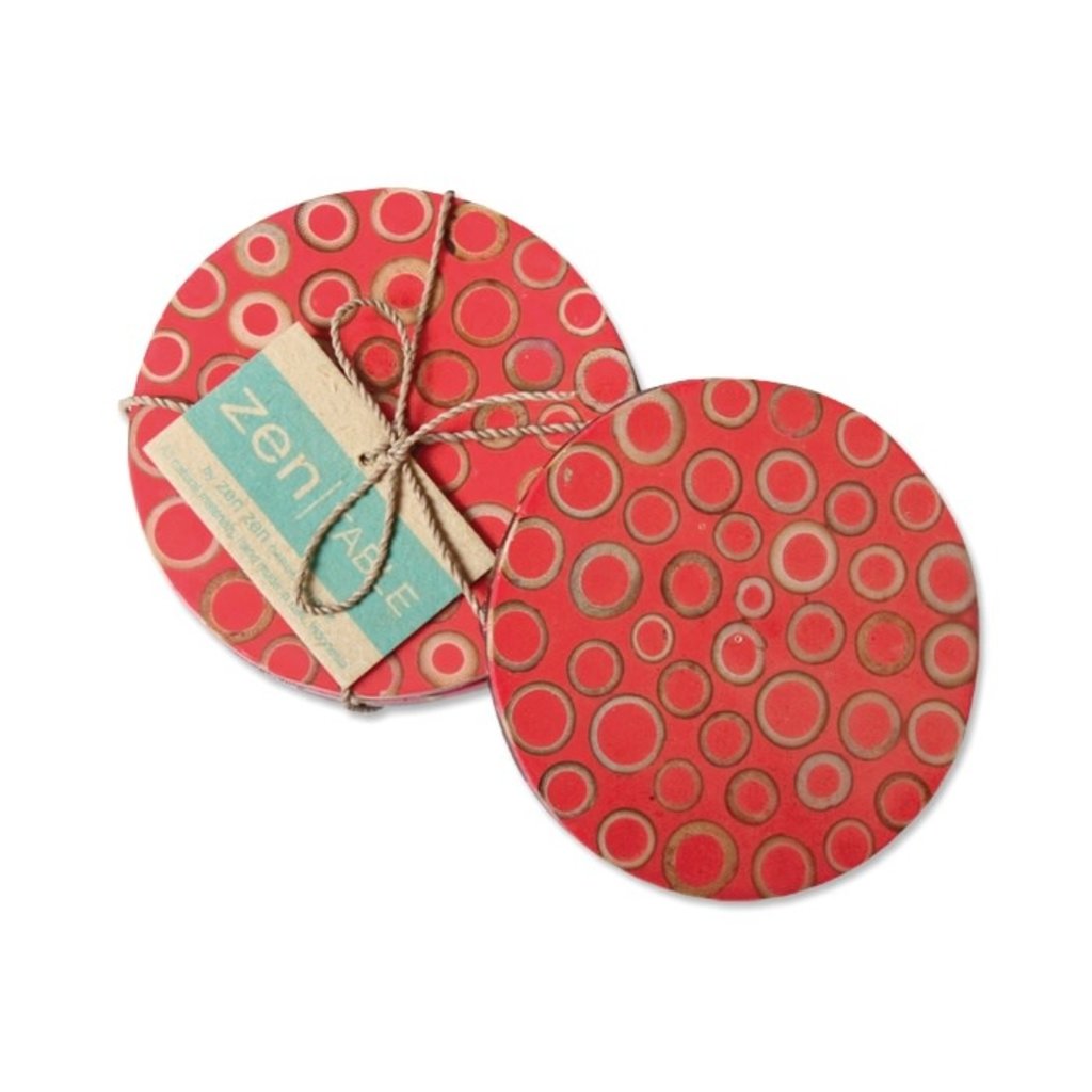 Coasters- Bamboo Inlay-Persimmon-Set/4 (Indonesia)