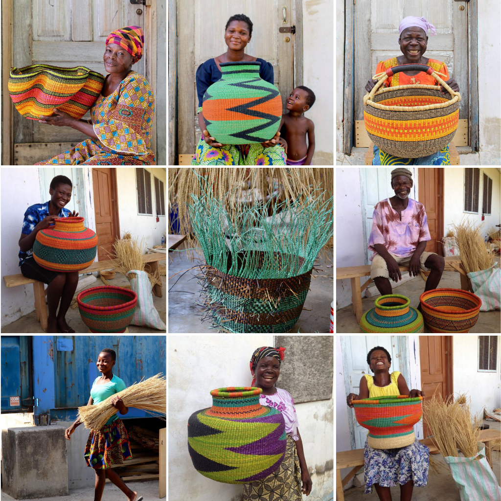 WS- Bolga Basket-Nyariga-Dip Dyed-Medium (Ghana)